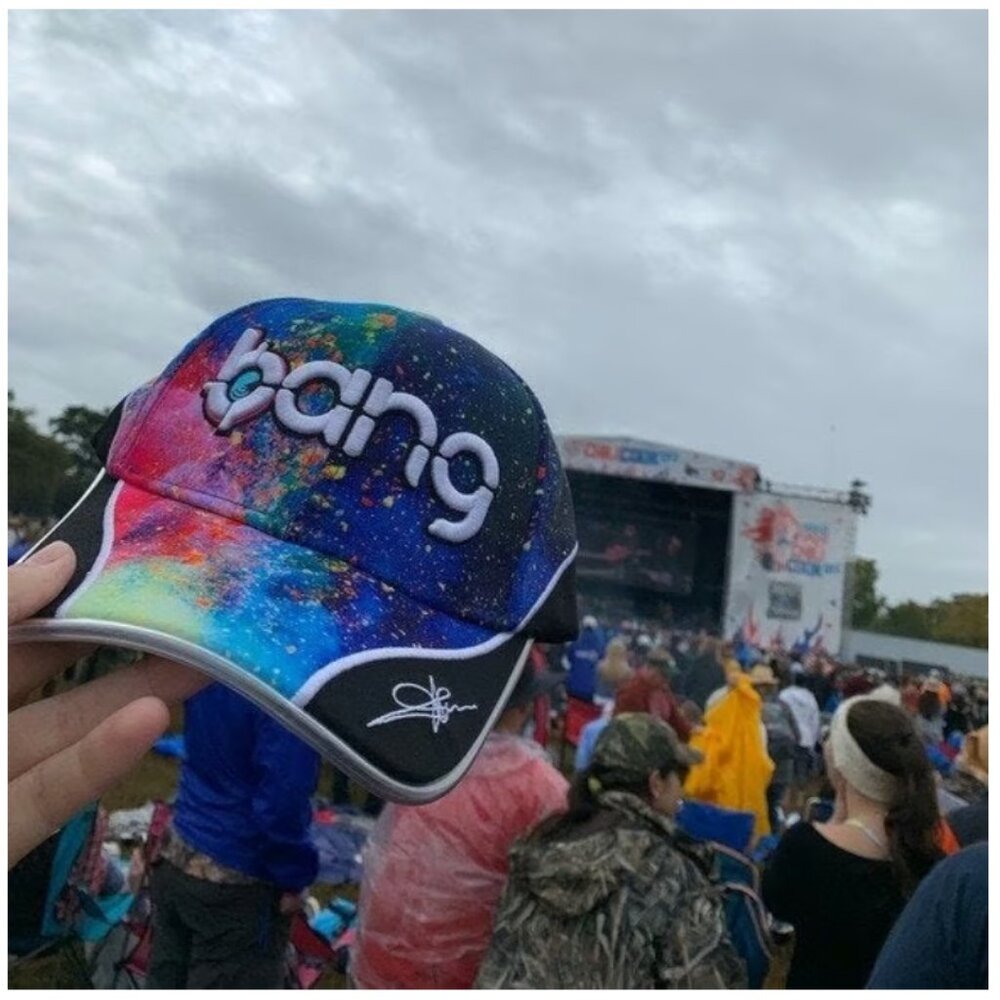 Bang Energy Drink LED Light Up Brim Snapback Cap Rave Galaxy Print Colorful Hat